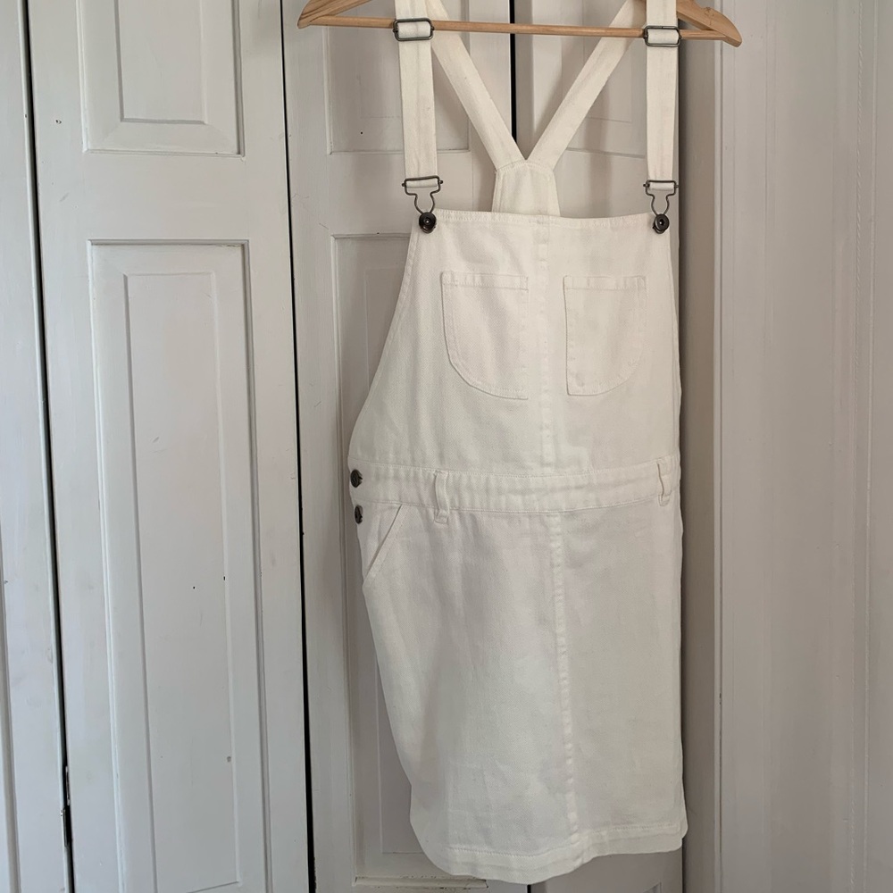 Vestique NWT Women’s White Twill Overalls Minidress in Size M